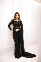 Embroidery Silk & Chiffon Saree
