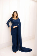 Embroidery Silk & Chiffon Saree