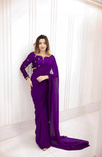 Embroidery Silk & Chiffon Saree